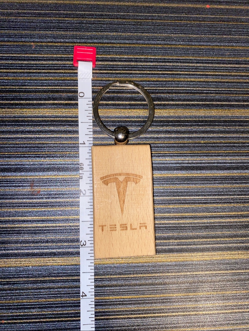 Tesla Natural Wood Keychain - Tan